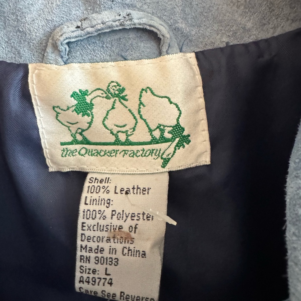 Quacker Factory Light Blue Leather Jacket with sunflowers - Picture 2 of 3